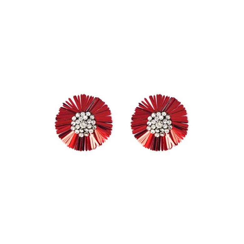Mirabo vintage sequin flower earrings-Red