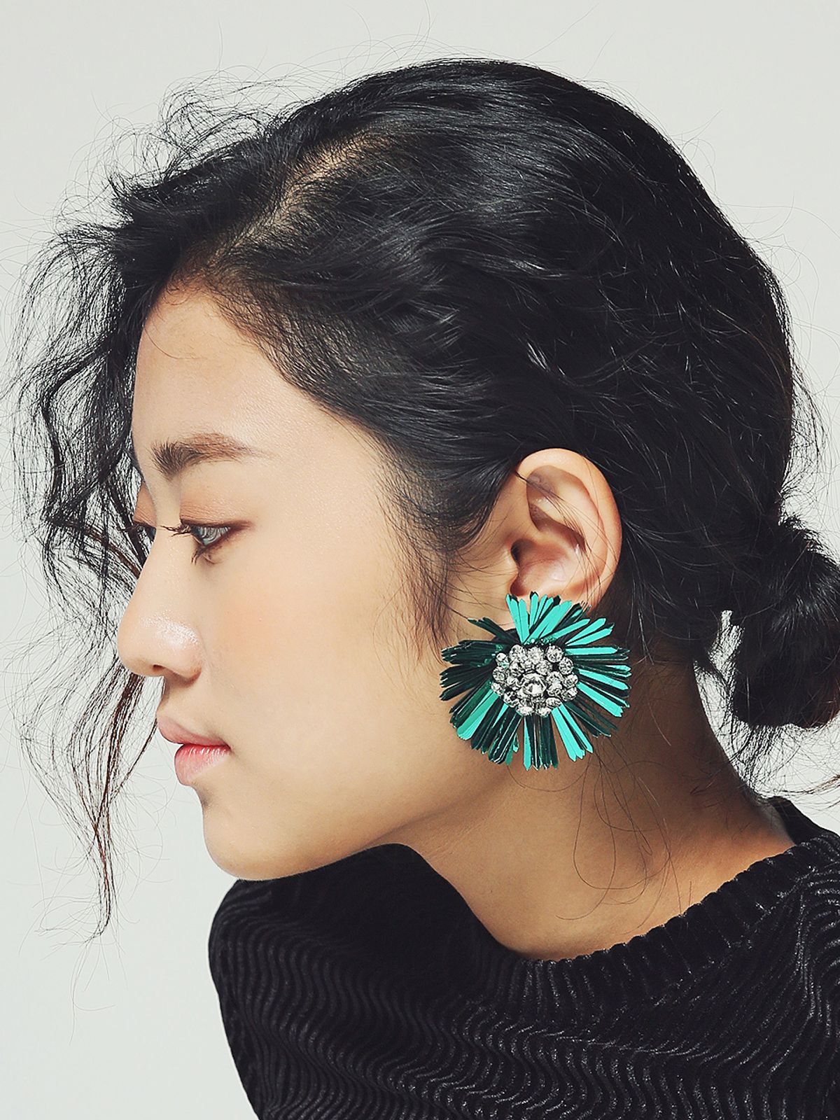 디토레(DITOLE) Mirabo vintage sequin flower earrings-Green