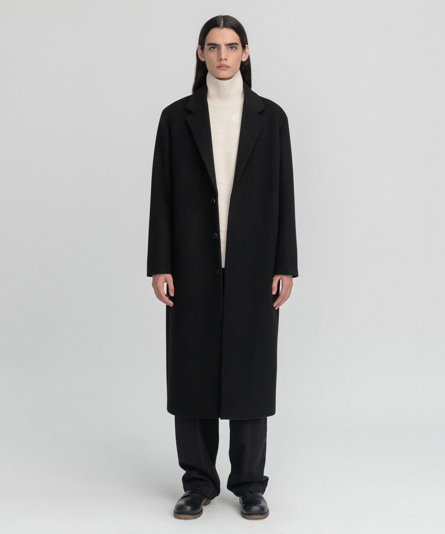 MUSINSA公式 | INSILENCE Cashmere Long Coat BLACK