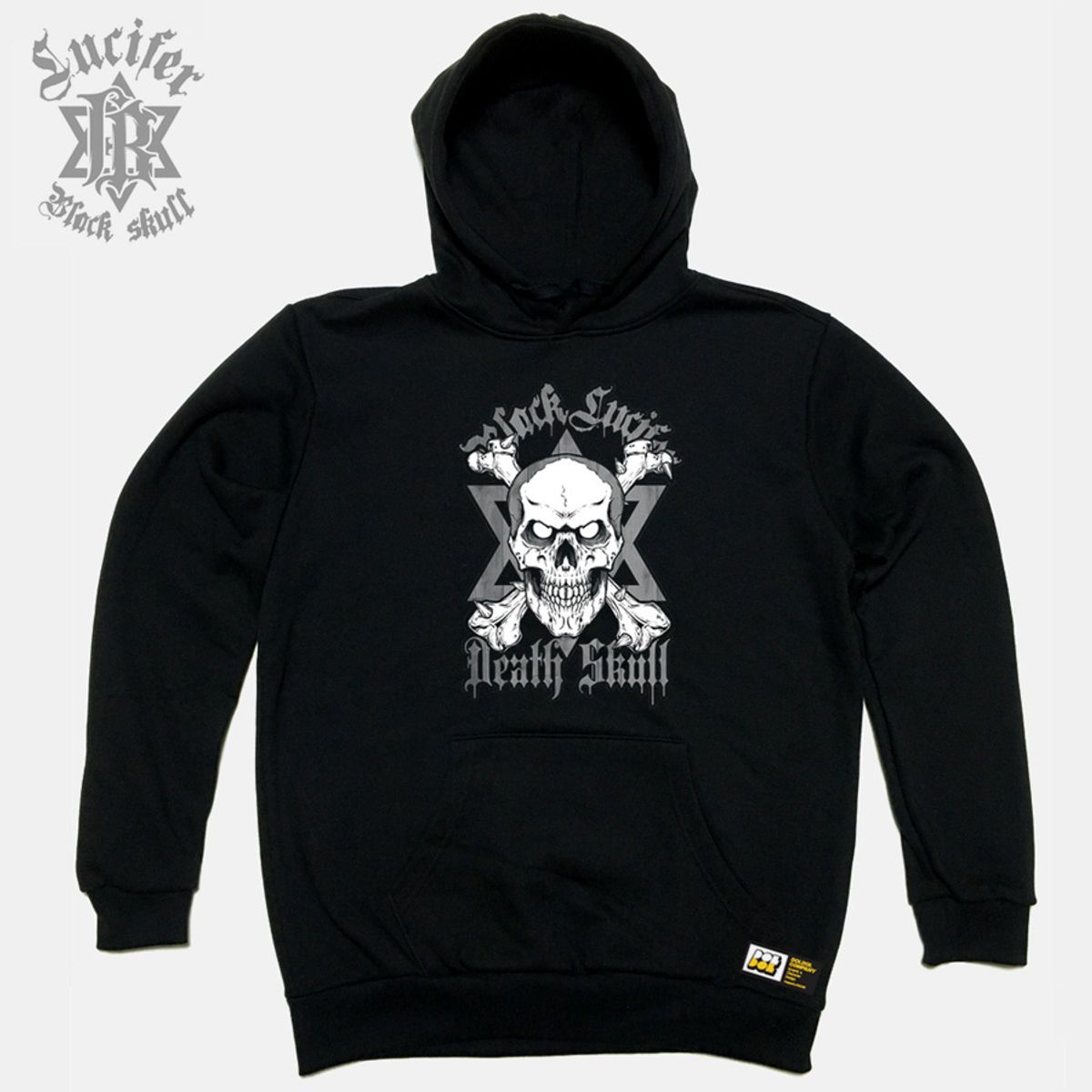 돌돌(DOLDOL) Black-Lucifer-HOODY_02 블랙 루시퍼 데스 스컬 타투 해골 캐릭터 후드티 후디