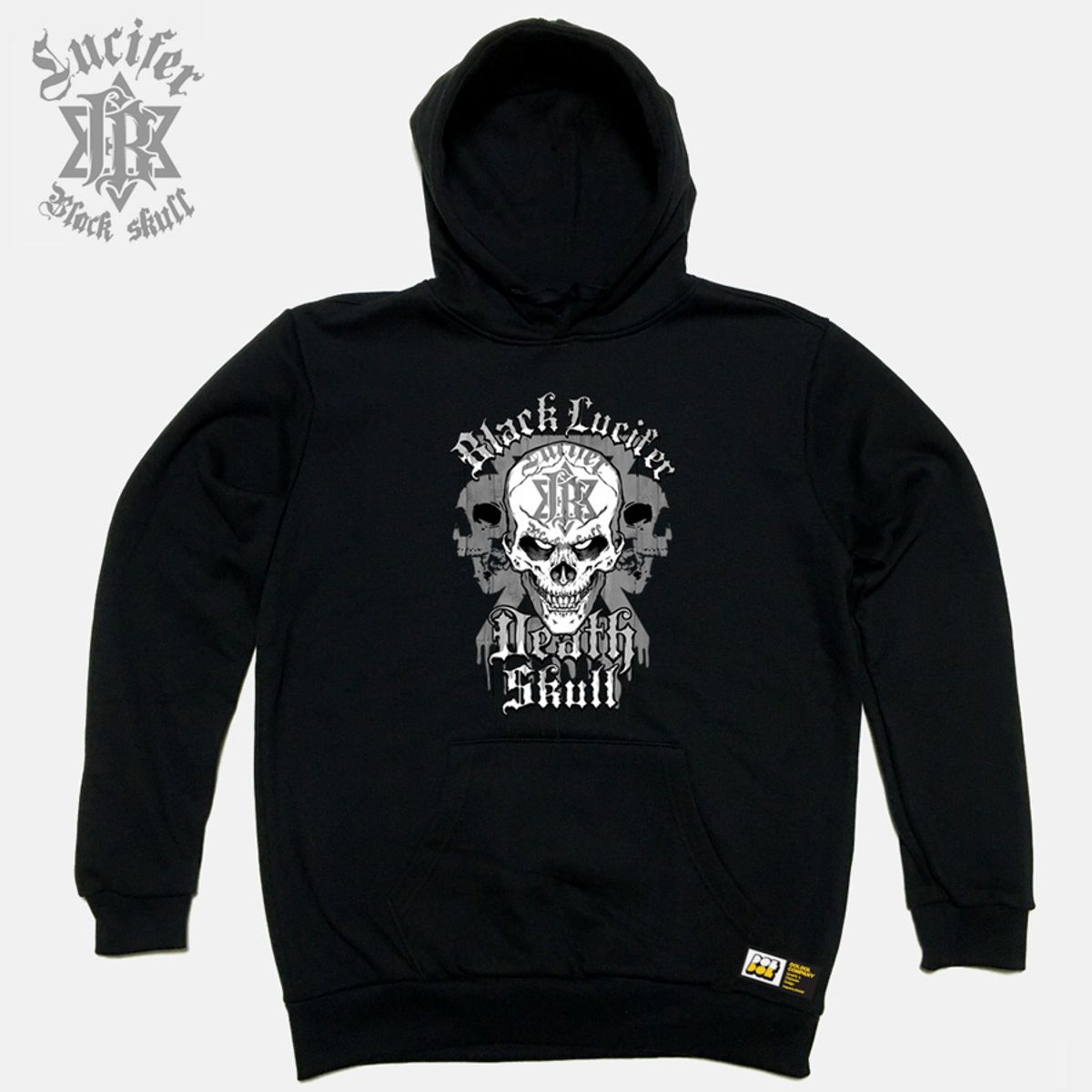 돌돌(DOLDOL) Black-Lucifer-HOODY_04 블랙 루시퍼 데스 스컬 타투 해골 캐릭터 후드티 후디