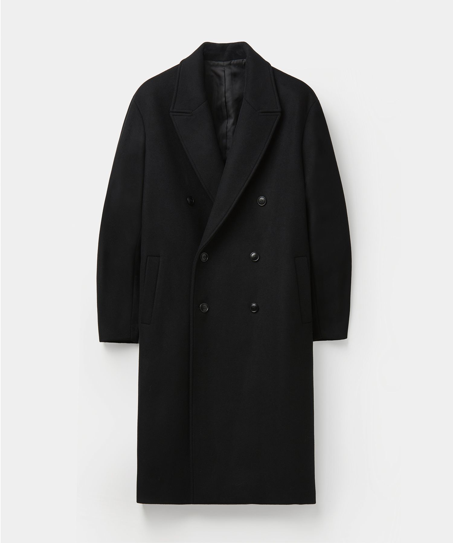 MUSINSA | COOR MTR Overfit Double Long Coat (Black)