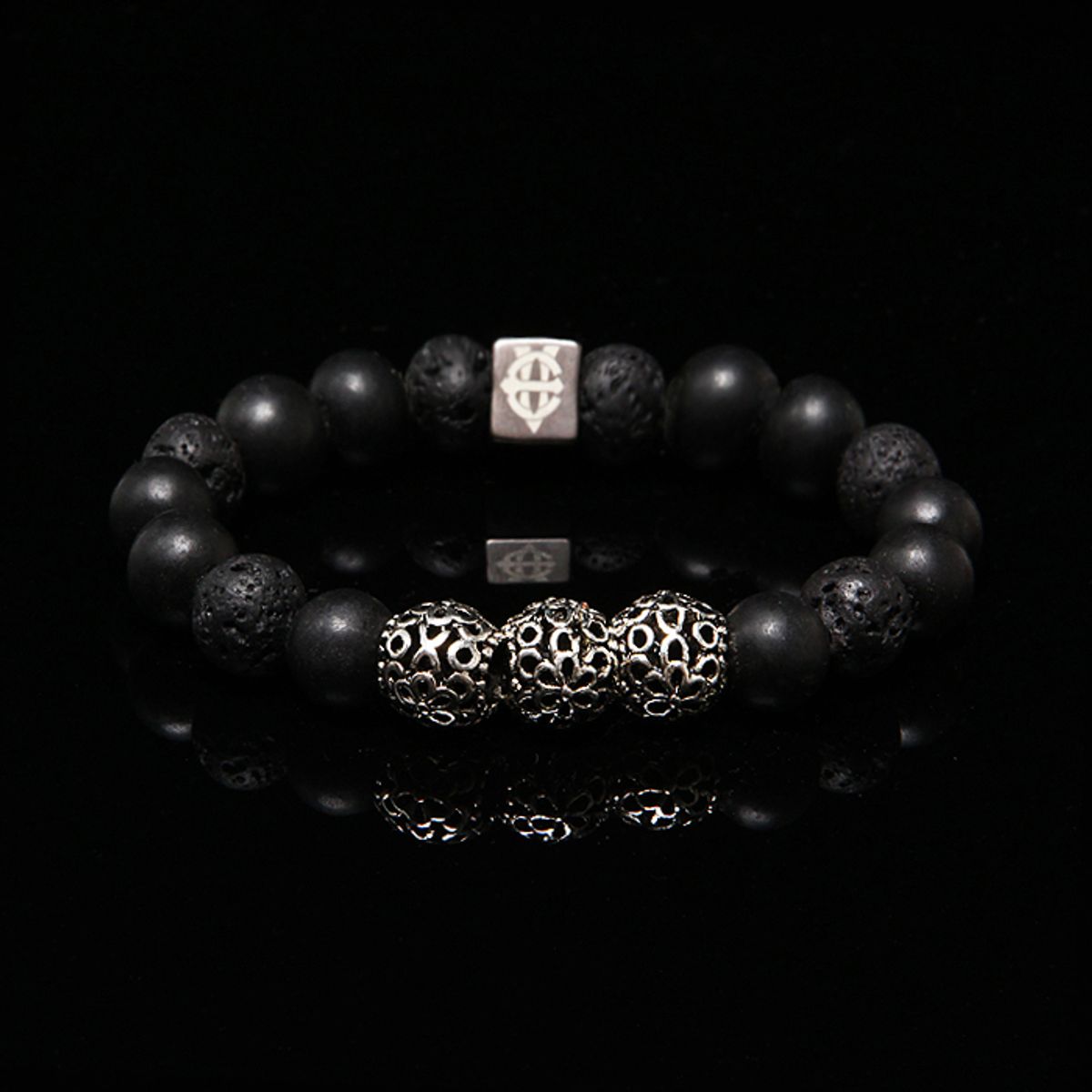 에잇볼륨(EIGHTVOLUME) EV 3Motif Bead Bracelet(Black)