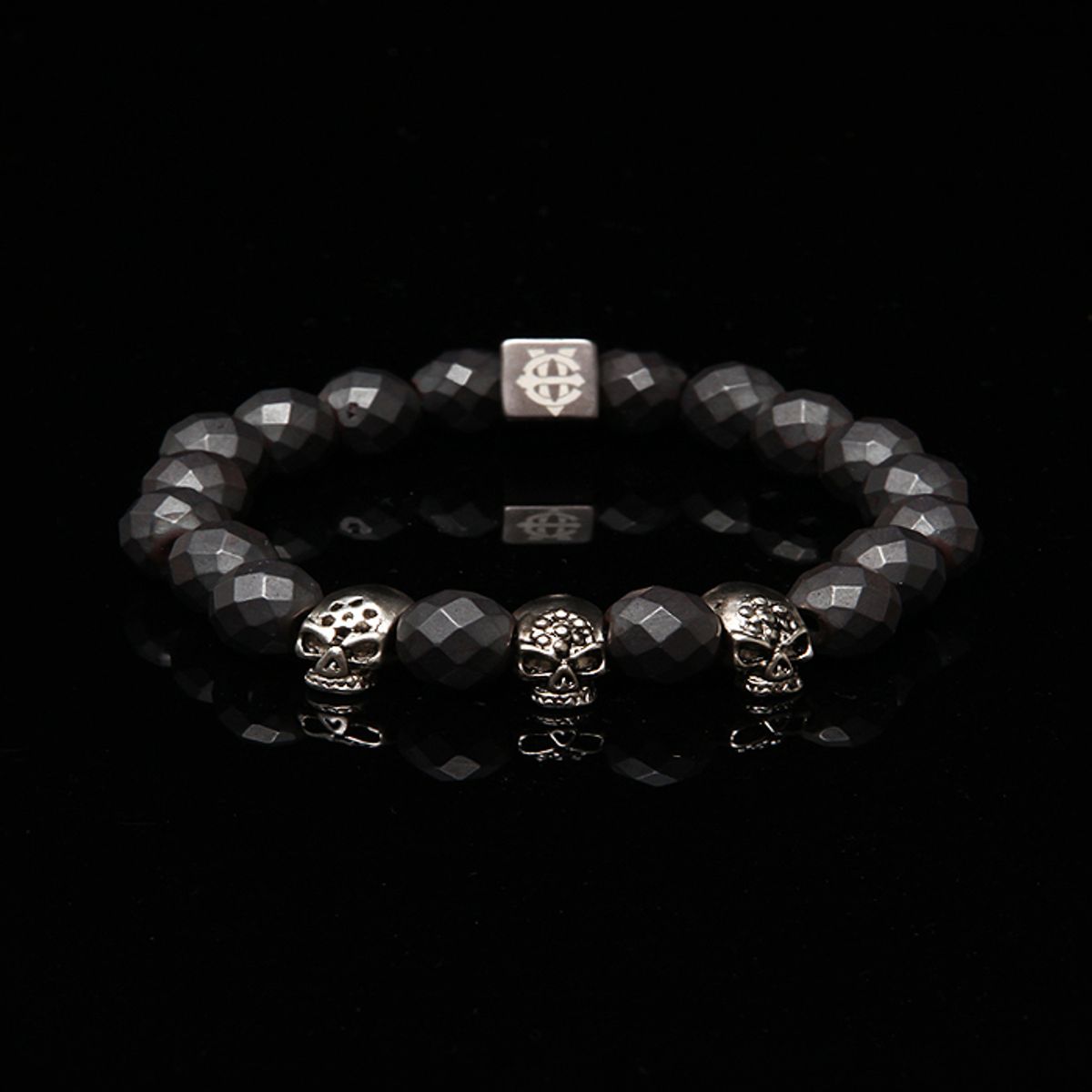 에잇볼륨(EIGHTVOLUME) EV 3Skull Bead Bracelet(Angulargray)
