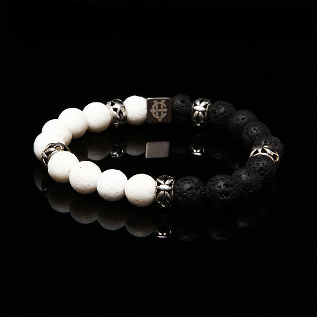 에잇볼륨(EIGHTVOLUME) EV Half Bead Bracelet(Blackwhite)