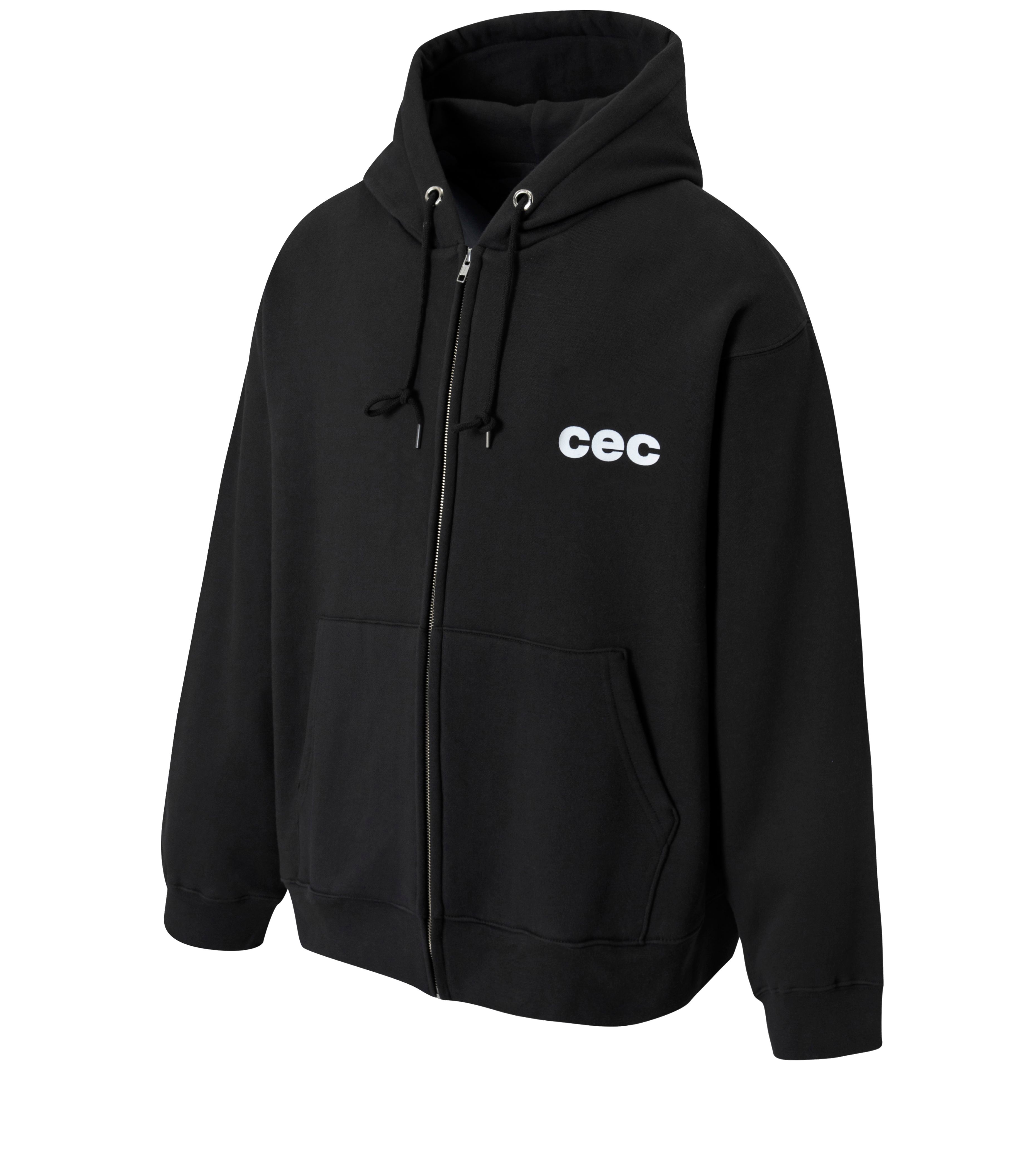 MUSINSA | CHANCECHANCE CEC ZIP-UP HOODIE (Black/Raised)
