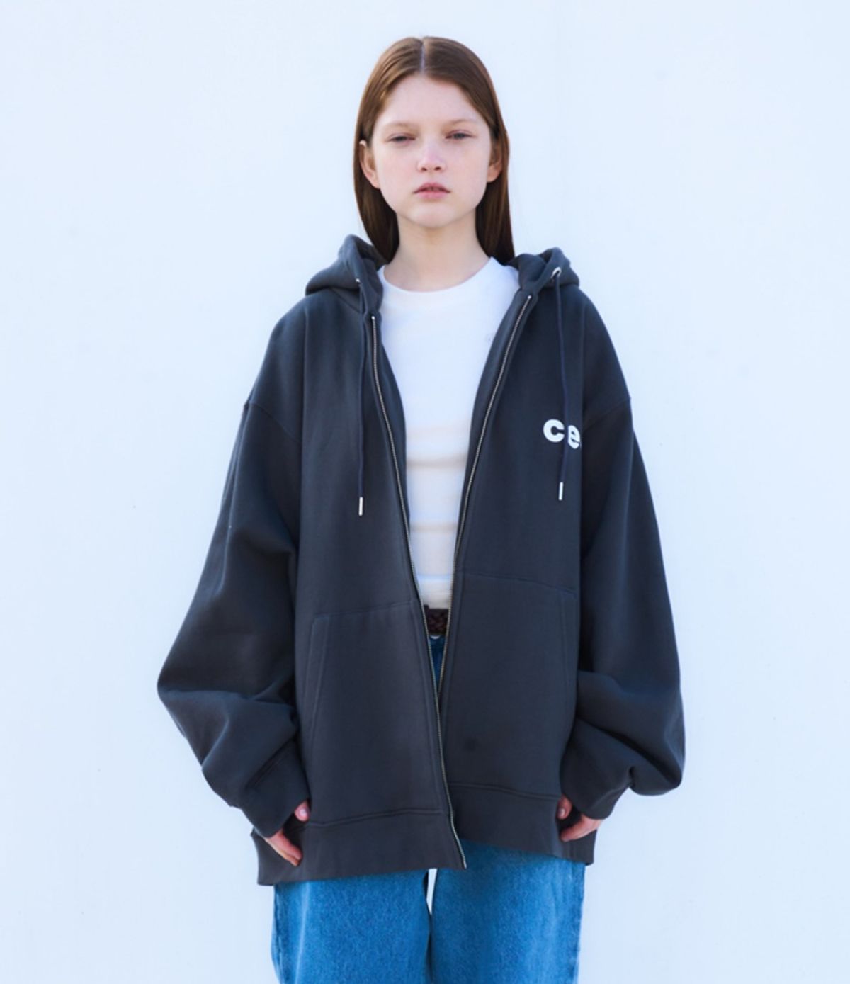 챈스챈스(CHANCECHANCE) CEC ZIP-UP HOODIE(Charcoal/기모)