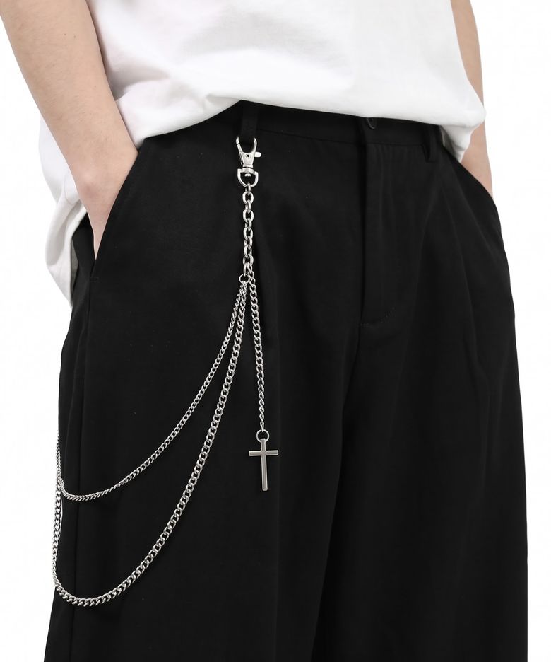 S.steel cross layered pants chain _ silver