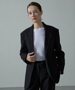 Lino Over Tension Blazer Jacket_BLACK