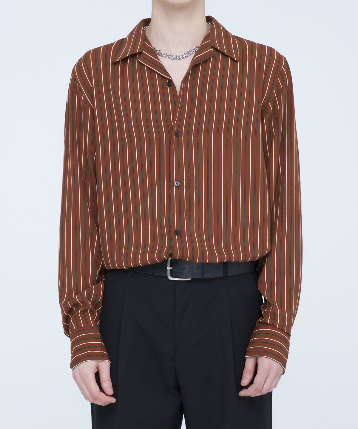 언더에어(UNDERAIR) Anfield stripe shirts - Brown