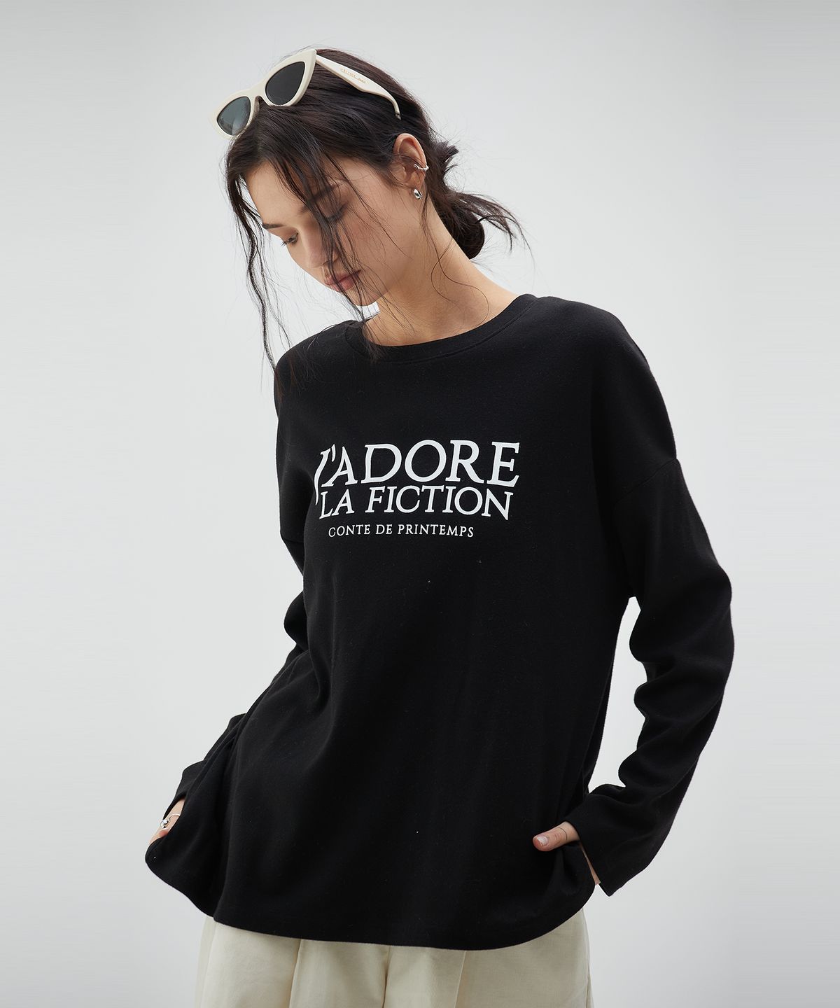 라티젠(LARTIGENT) LS FICTION T-SHIRT(BLACK)