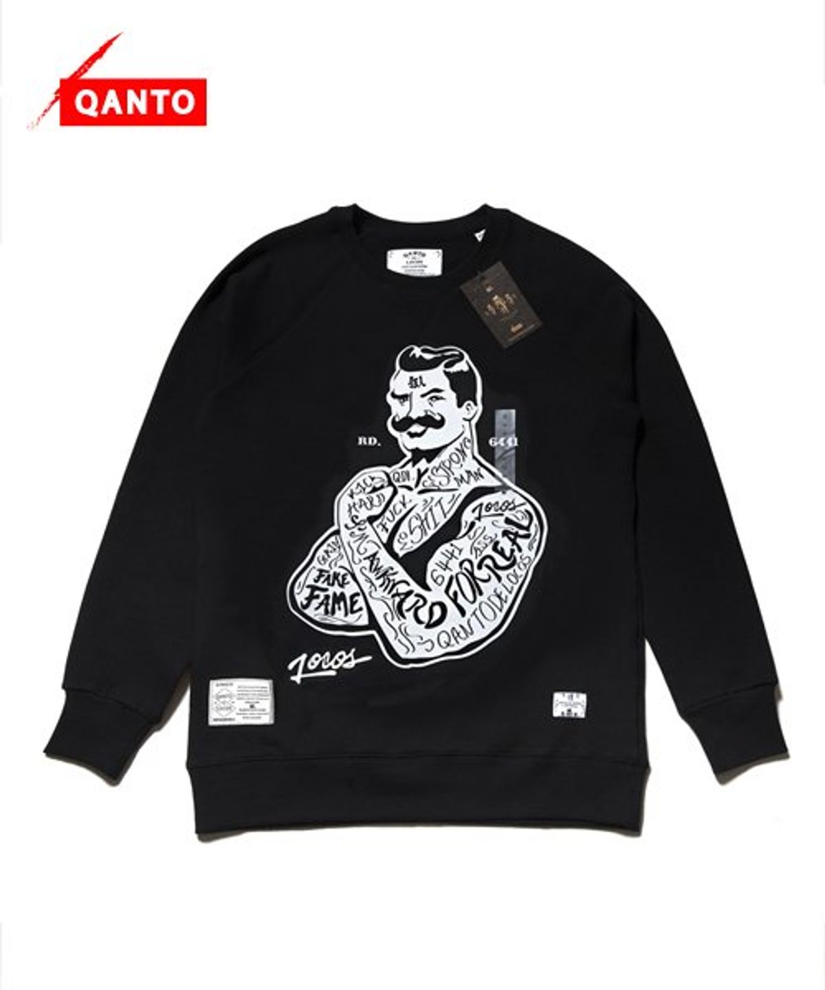 콴토데로코스(QANTO DE LOCOS) TATTOOED MAN_CREWNECK_BLACK
