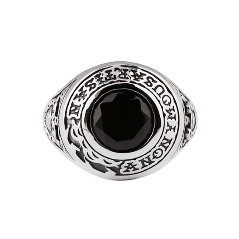Oldschool Officer Ring - black stone