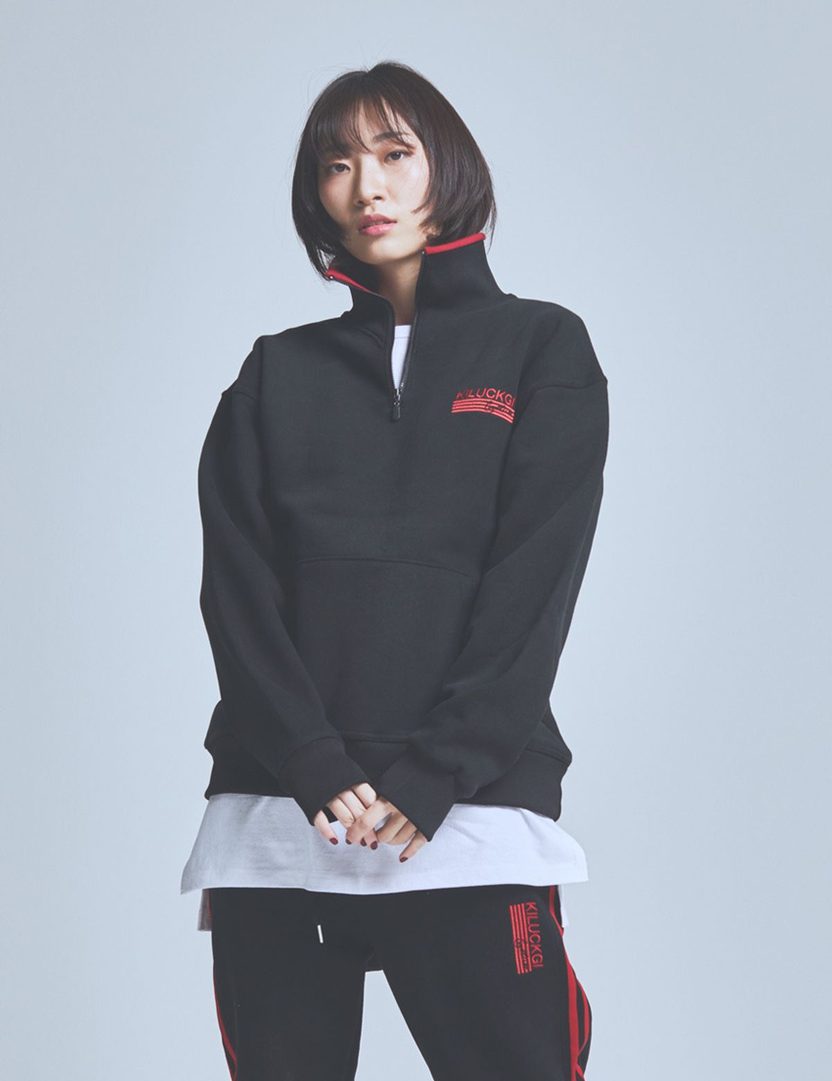 기럭지(KILUCKGI) 컬러 배색 하프 집업