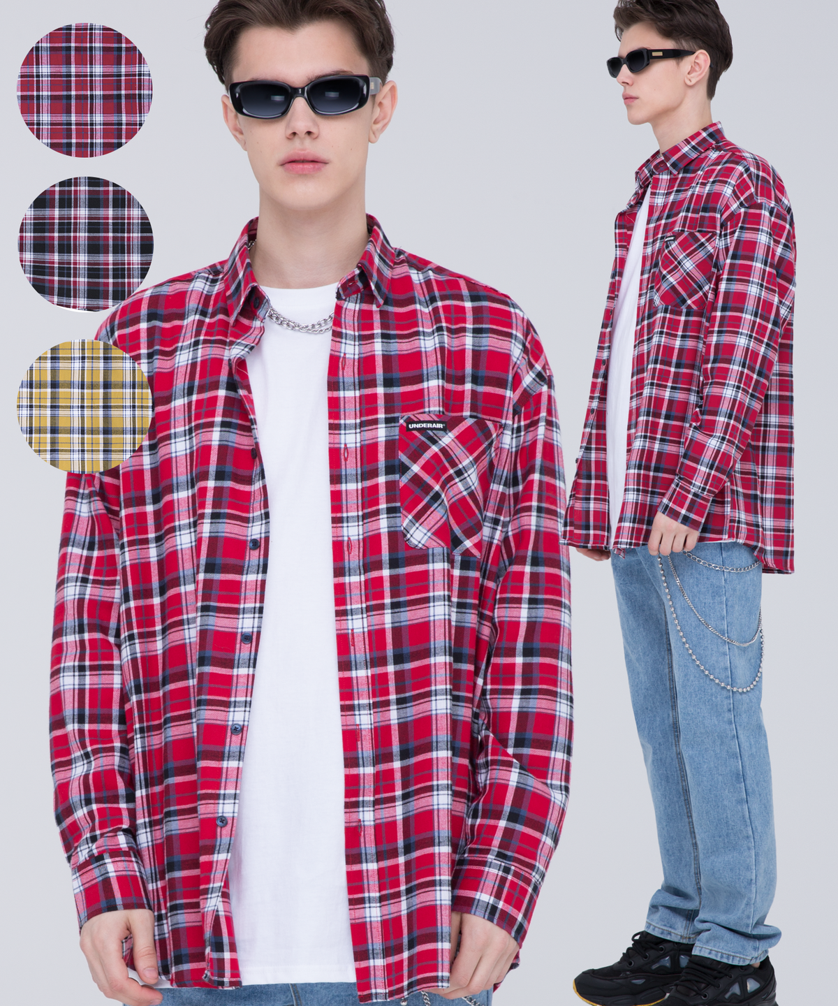 언더에어(UNDERAIR) [오버사이즈] ROCKALLITE CHECK SHIRTS (3 COLOR)