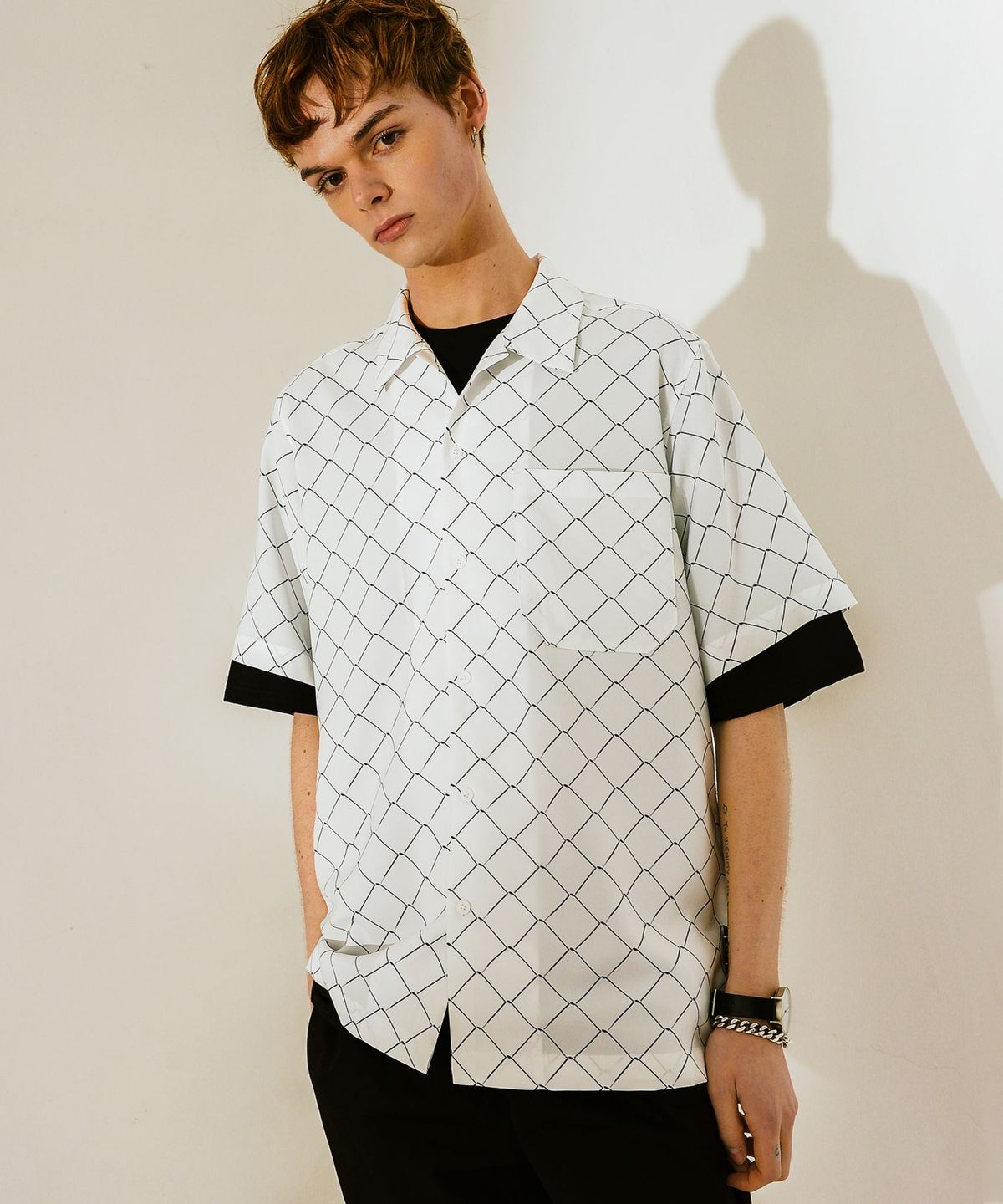 루오나인(RUONINE) 오버핏 반팔셔츠 ESHORT_WHITE(L)