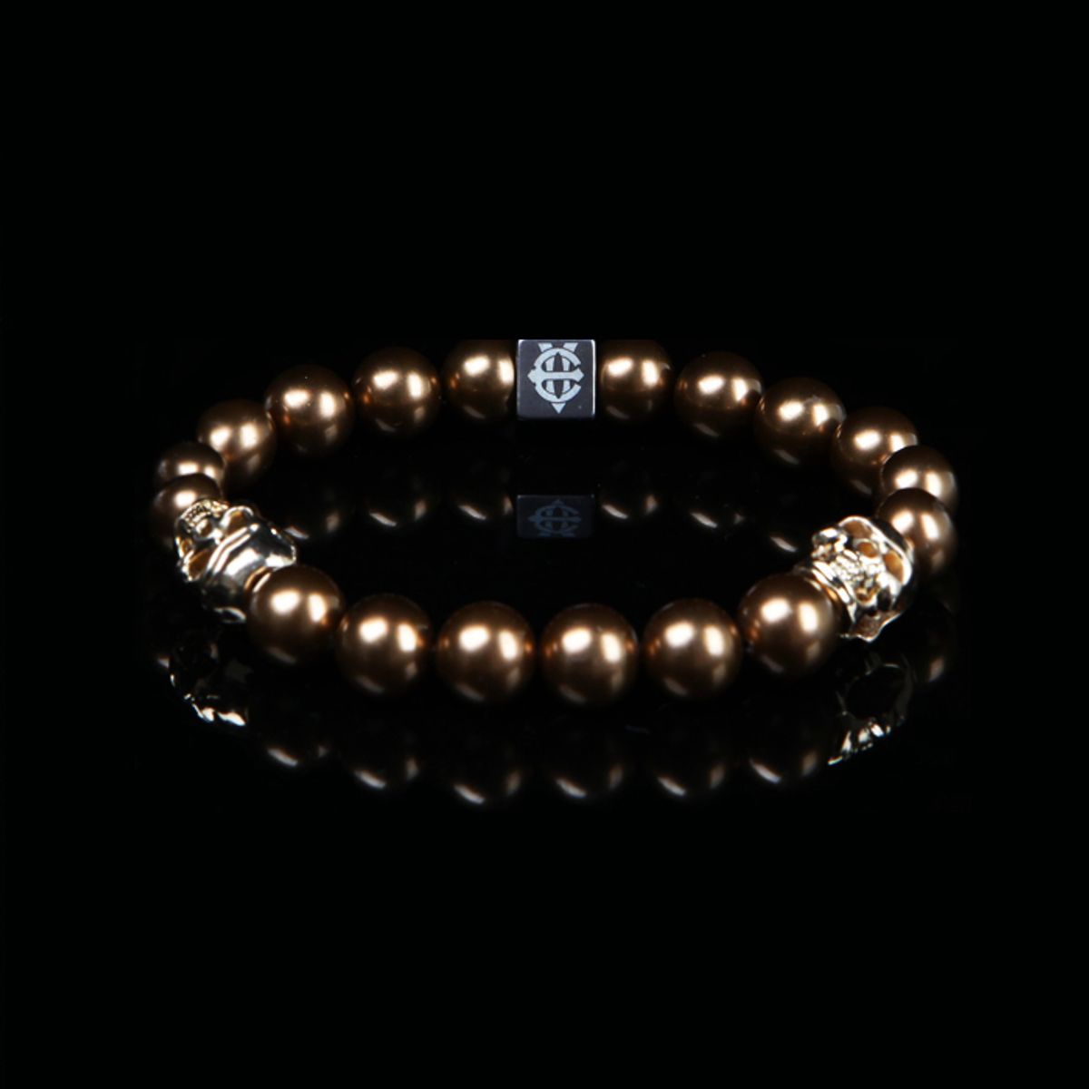 에잇볼륨(EIGHTVOLUME) EV 2Skull Bead Bracelet(Gold)