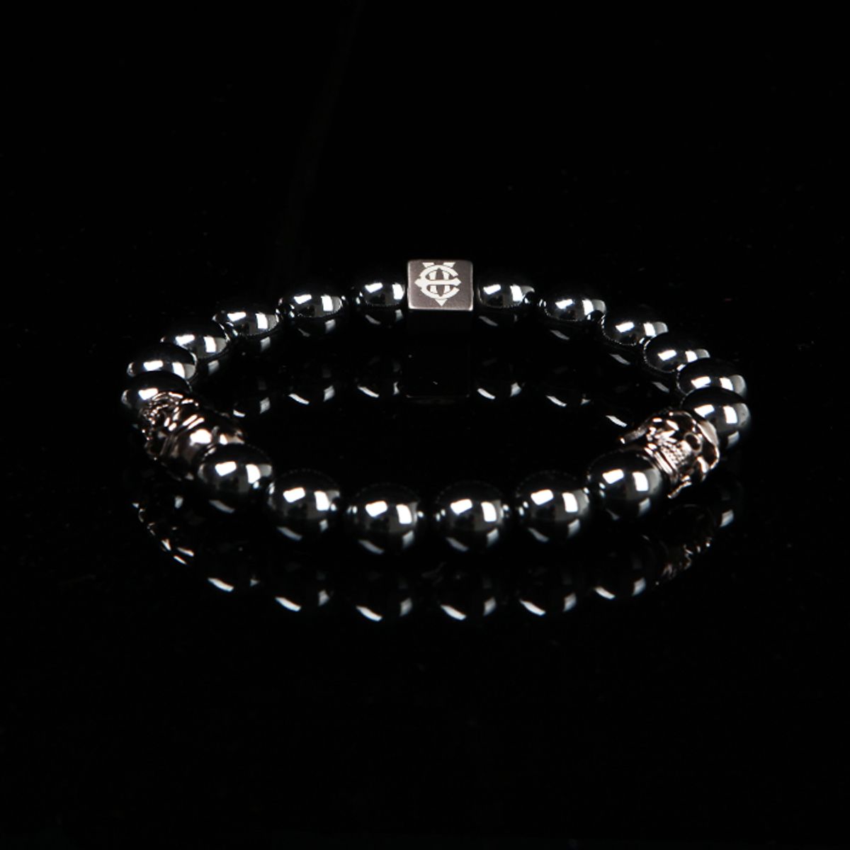 에잇볼륨(EIGHTVOLUME) EV 2Skull Bead Bracelet(Nickel)