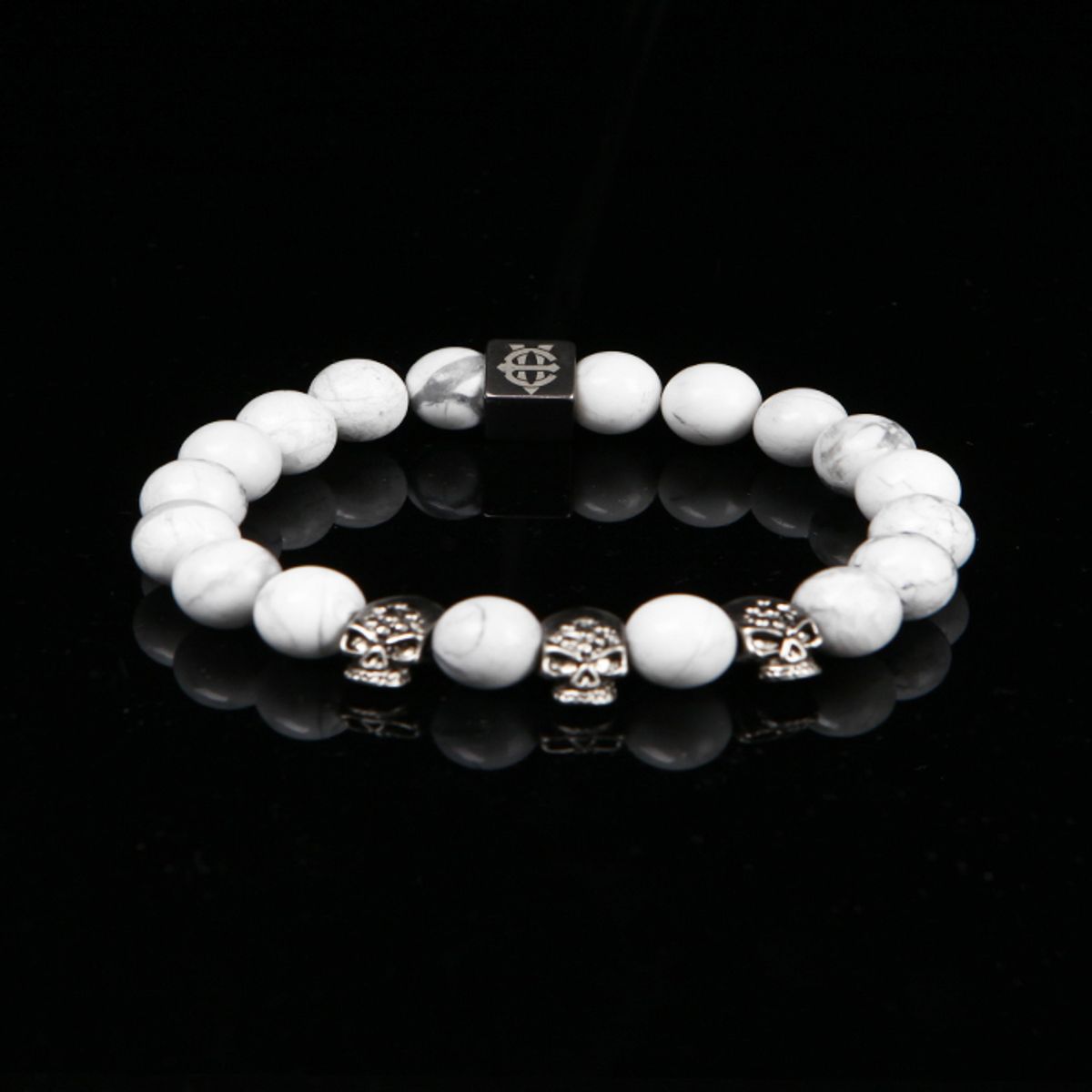 에잇볼륨(EIGHTVOLUME) EV 3Skull Bead Bracelet(White)