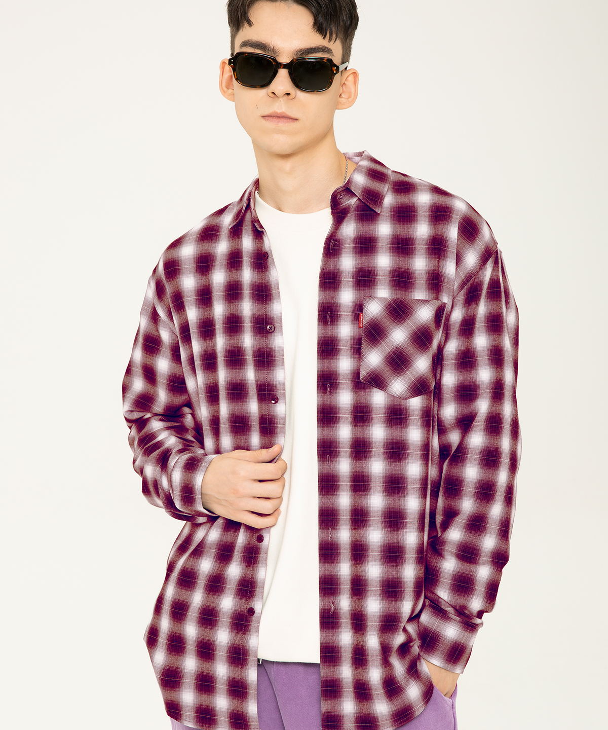 아파트먼트(APARTMENT) Shadow Play Shirts - Burgundy