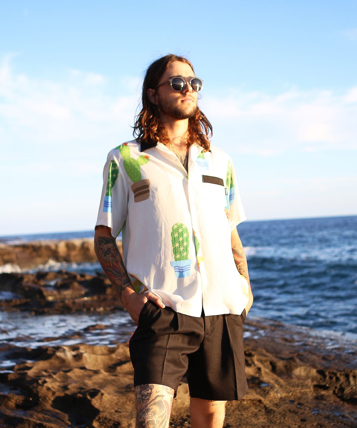 고저(GOZER) CACTUS HAWAIIAN SHIRT