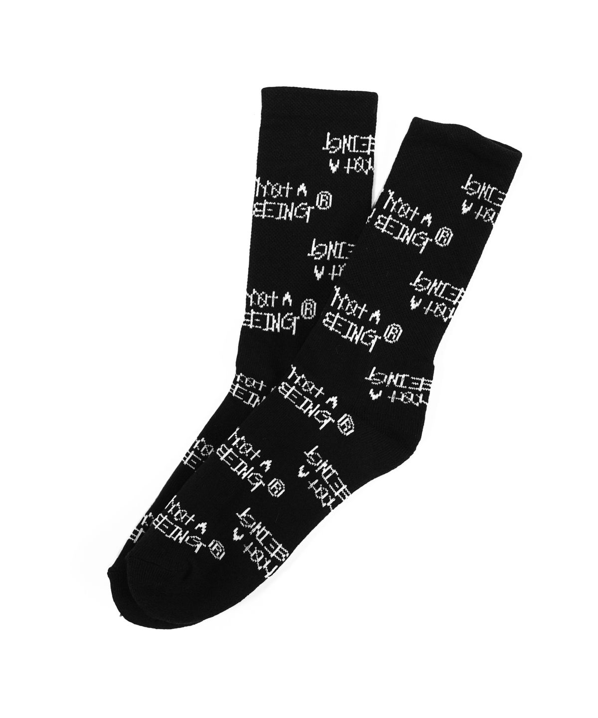 아임낫어휴먼비잉(I AM NOT A HUMAN BEING) BASIC PATTERN LOGO SOCKS   - BLACK