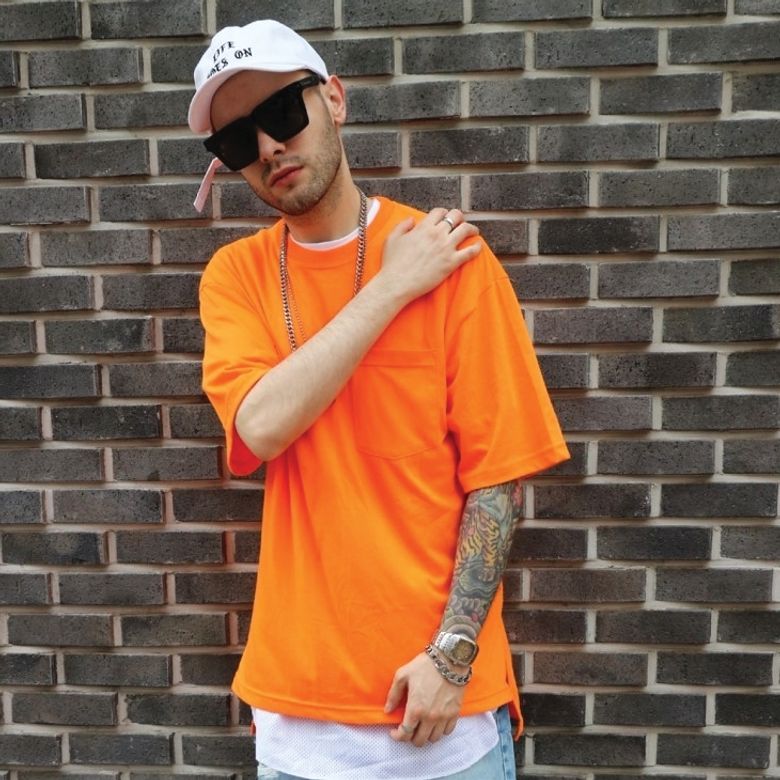 OVER FIT POCKET NEON HALF SHIRTS ORANGE 오버핏 포켓 형광 반팔티 오렌지(이너겸용)