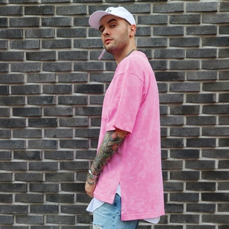 OVER FIT POCKET PIGMENT HALF SHIRTS PINK 오버핏 포켓 피그먼트 반팔티 핑크(이너겸용)