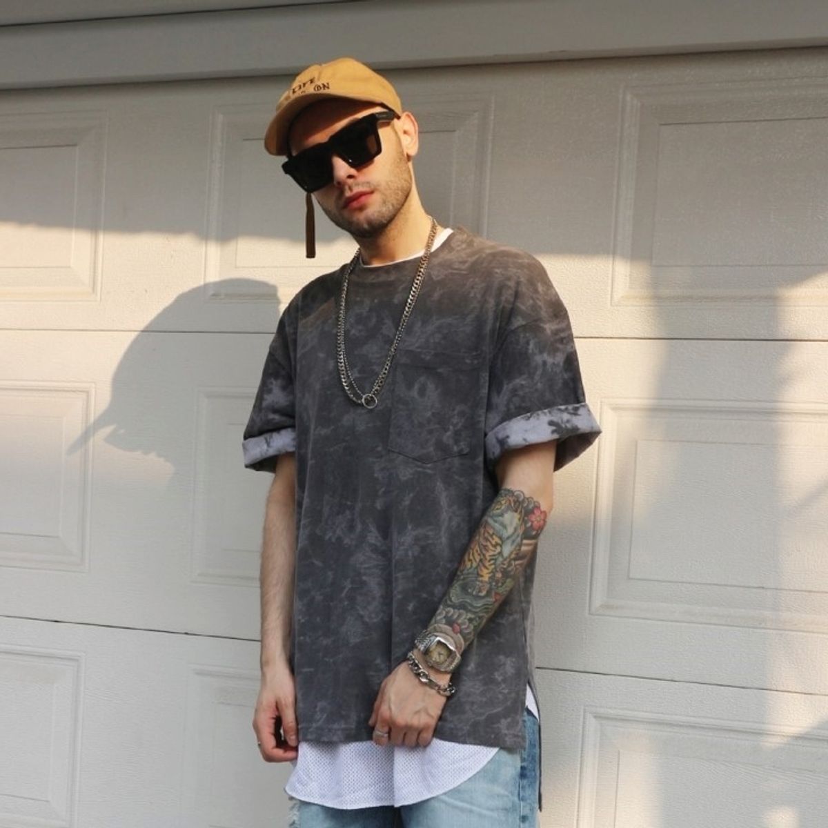 라울(LAUL) OVER FIT POCKET PIGMENT HALF SHIRTS DARK GREY 오버핏 포켓 피그먼트 반팔티 다크그레이(이너겸용)