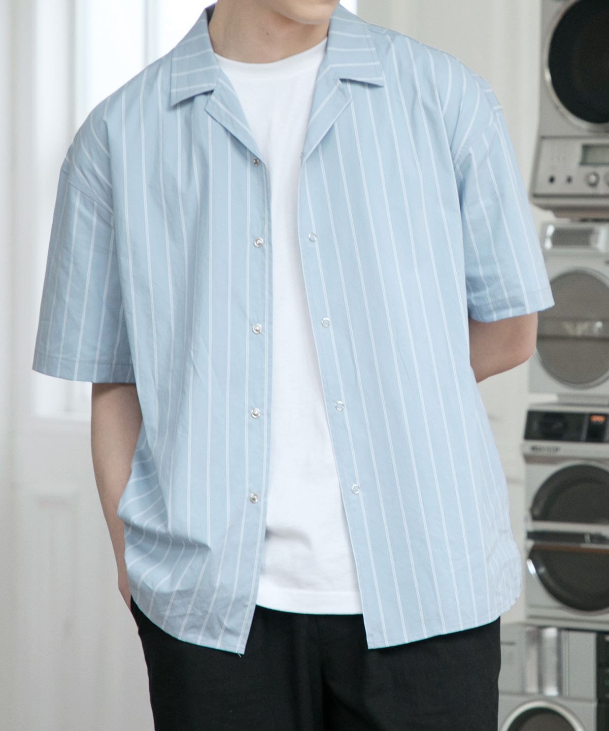 로얄위(THE ROYAL 'WE) WIND MASH SHIRTS SKY BLUE