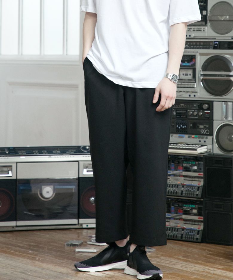 LINEN STRING PANTS BLACK