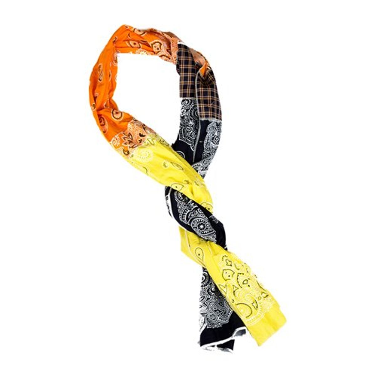 크루치(KRUCHI) Paisley x 3 Scarf  (yellow orange navy)