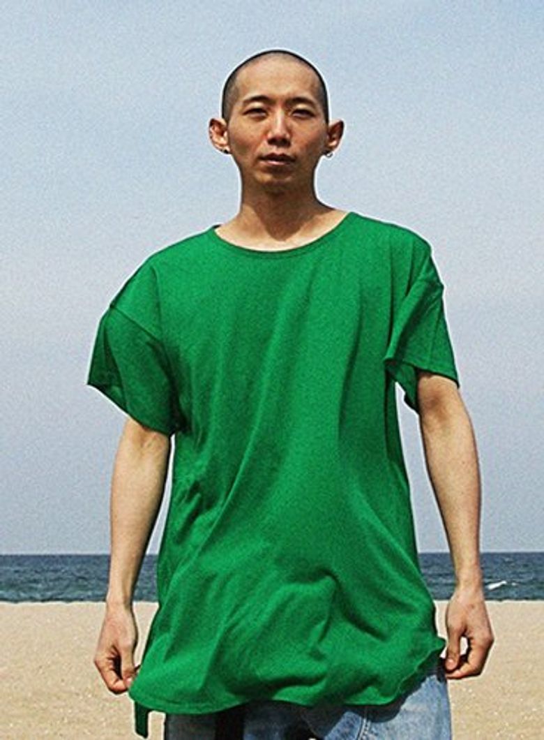 레이어드 롱 라운드 티셔츠  / 그린