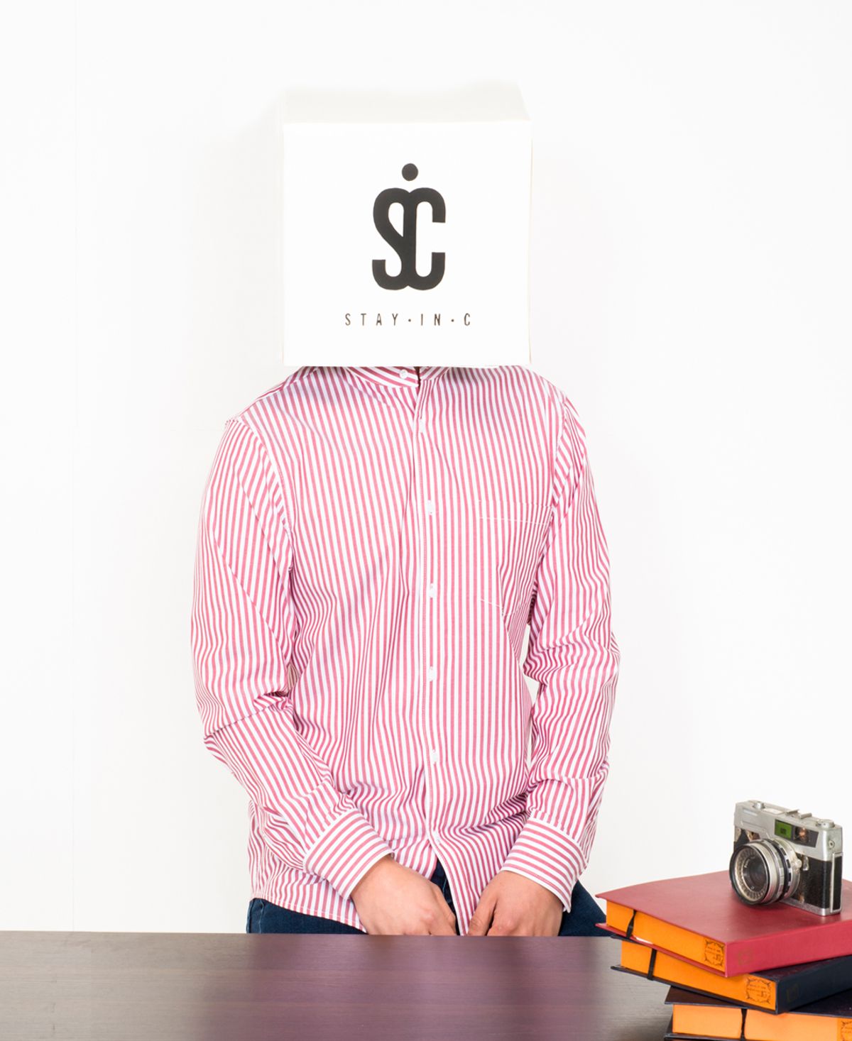 에스아이씨(S.I.C) STAND COLLR SHIRT [RED STRIPE]