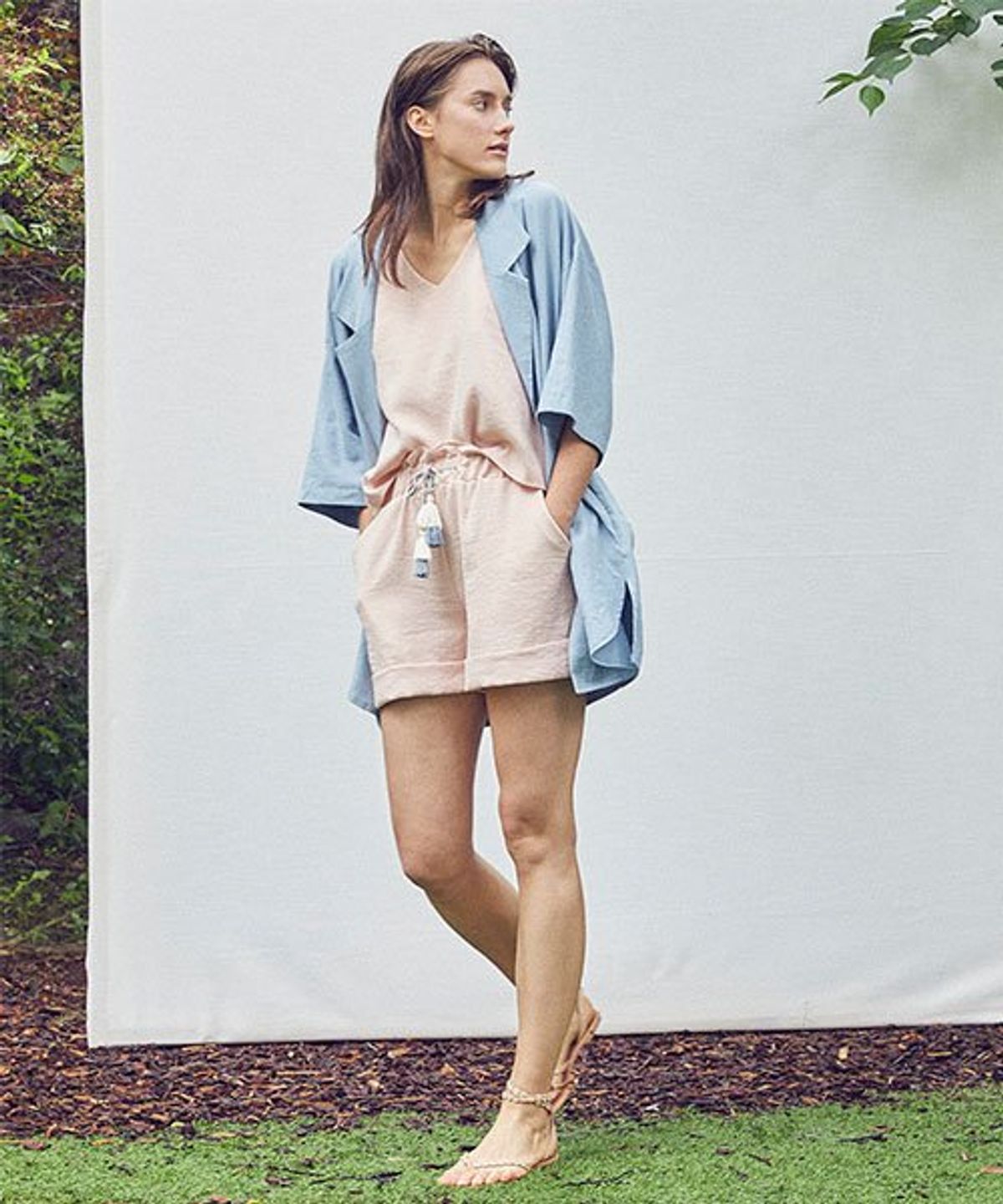 살롱드서울(SALON DE SEOUL) WOMAN SIMPLE TASSEL SHORTS (PEACH)