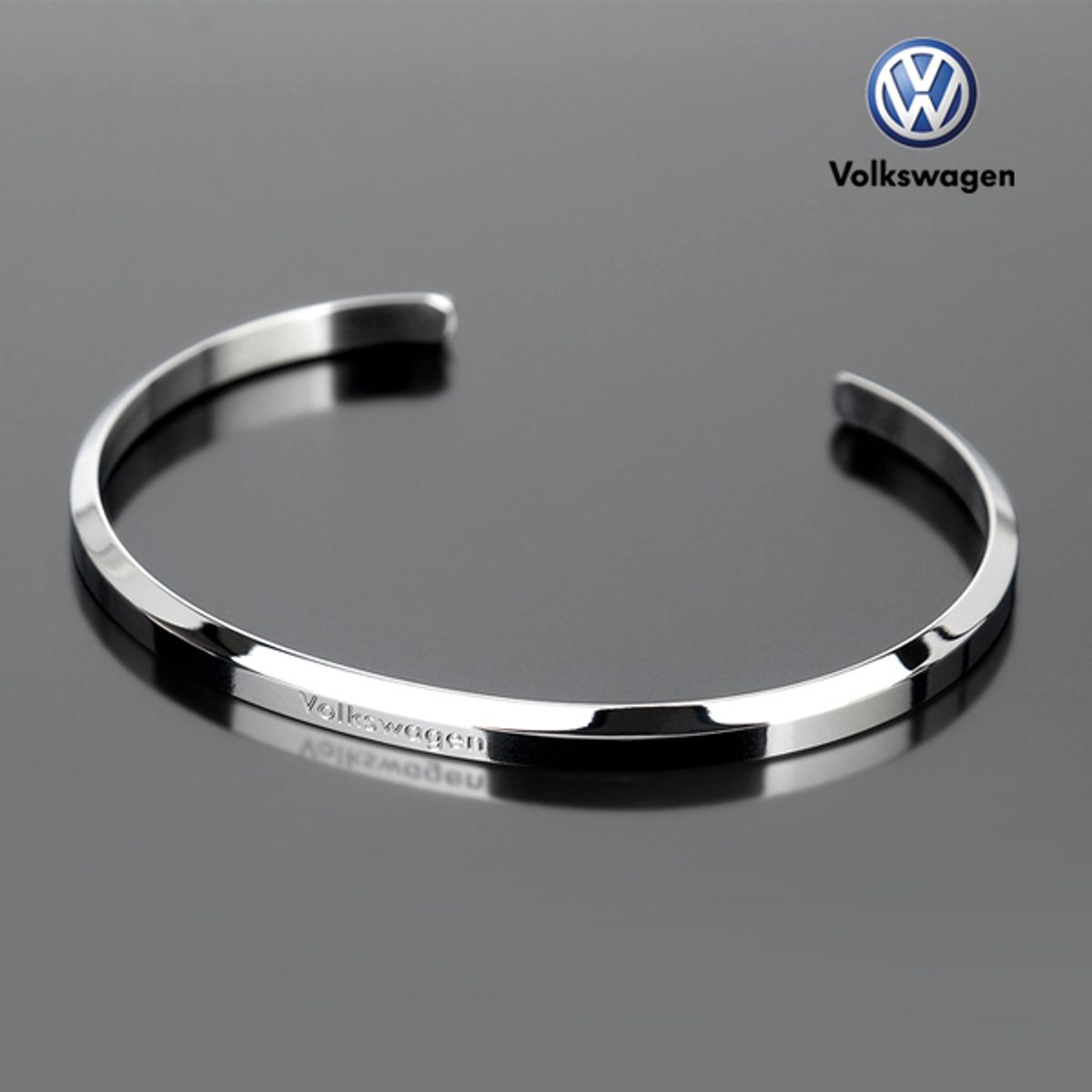 폭스바겐 와치(VOLKSVAGEN WATCH) 심플 라운드 뱅글팔찌 남성용 실버 VW65S