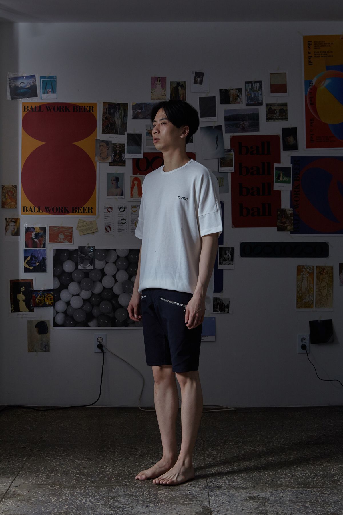 파세스(PASES) 링지퍼 하프 팬츠 - 네이비