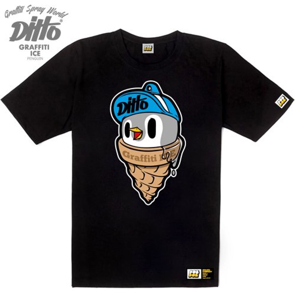 돌돌(DOLDOL) DITTO_T-shirts_06 그래피티 아이스 펭귄 디또 캐릭터 그래픽 티셔츠
