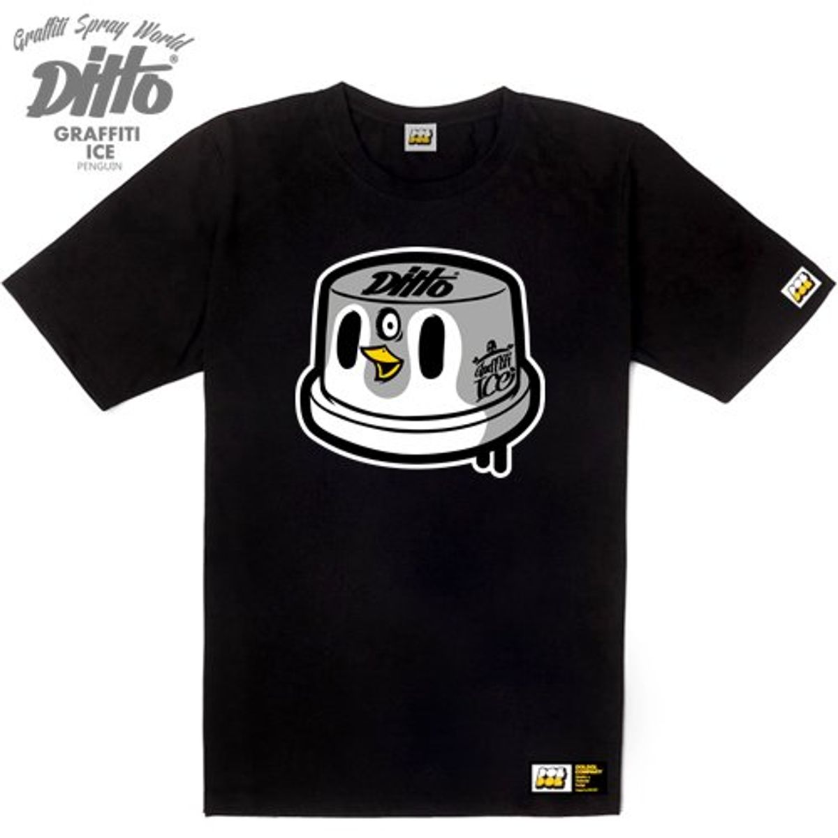 돌돌(DOLDOL) DITTO_T-shirts_07 그래피티 아이스 펭귄 디또 캐릭터 그래픽 티셔츠
