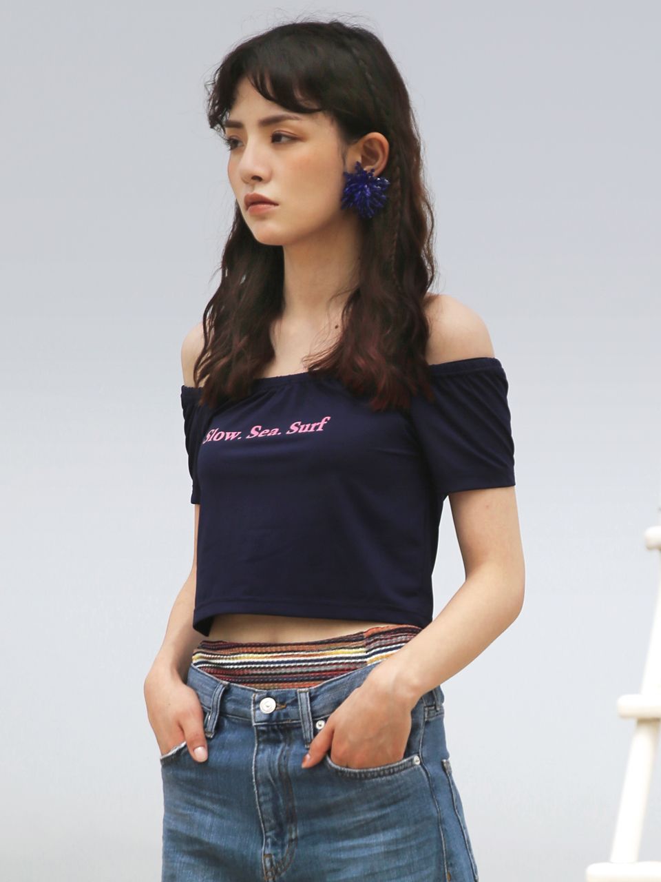 tシャツ 「1159STUDIO」MH6 OFFSHOULDER SLIT TOP レディース 1200W-31600-WhtVtgHtr-0-