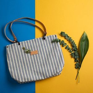 숄더백 BLUE LABEL LEATHER STRAP LINEN BAG -YB1002BU /BLUE