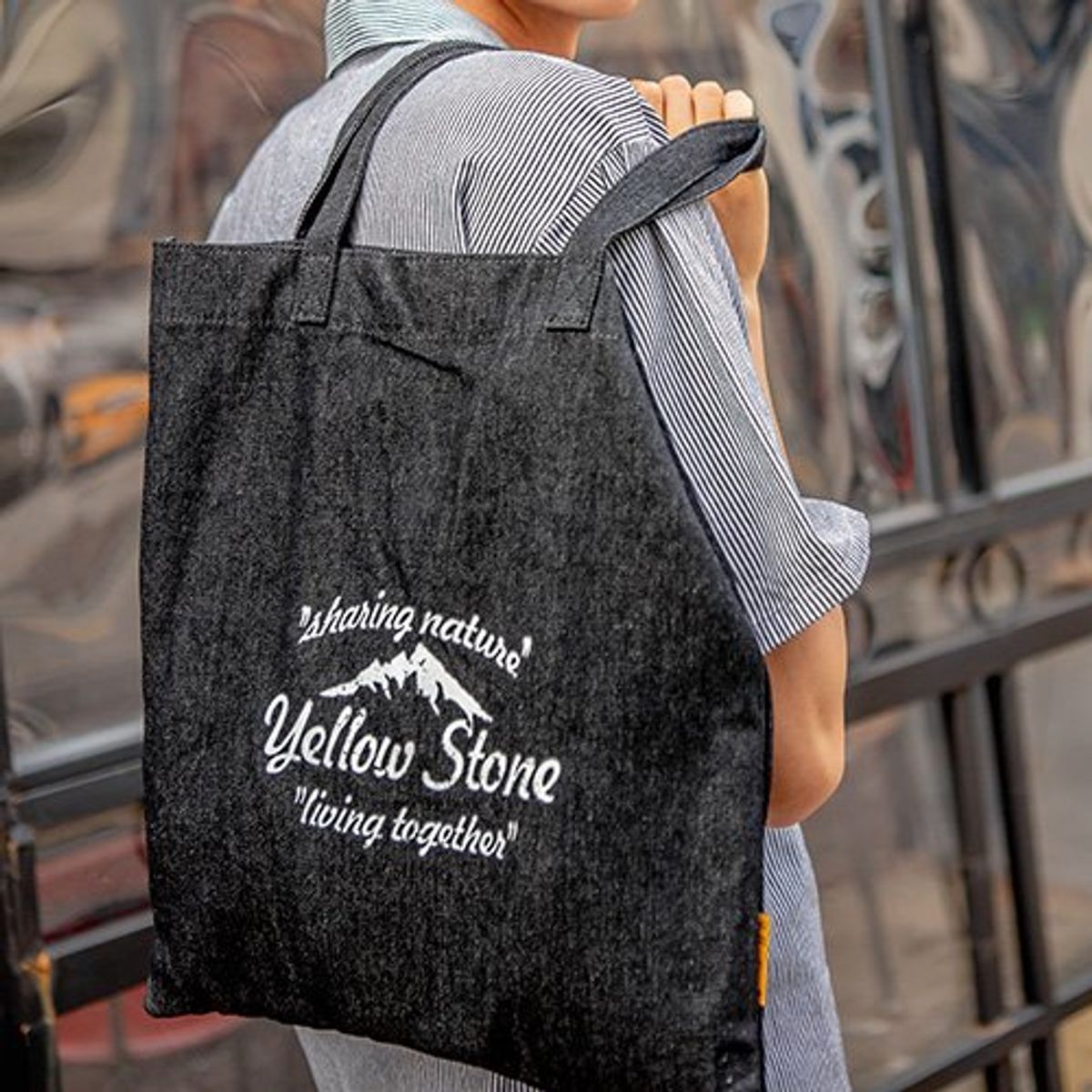 옐로우스톤(YELLOWSTONE) 에코백 DENIM LOGO ECOBAG -YS2025DB BLACK