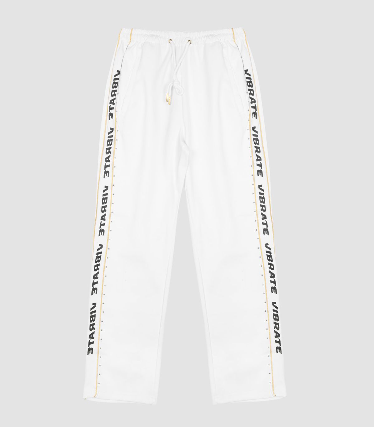 바이브레이트(VIBRATE) GOLDLINE SIDE LOGO PANTS (WHITE)