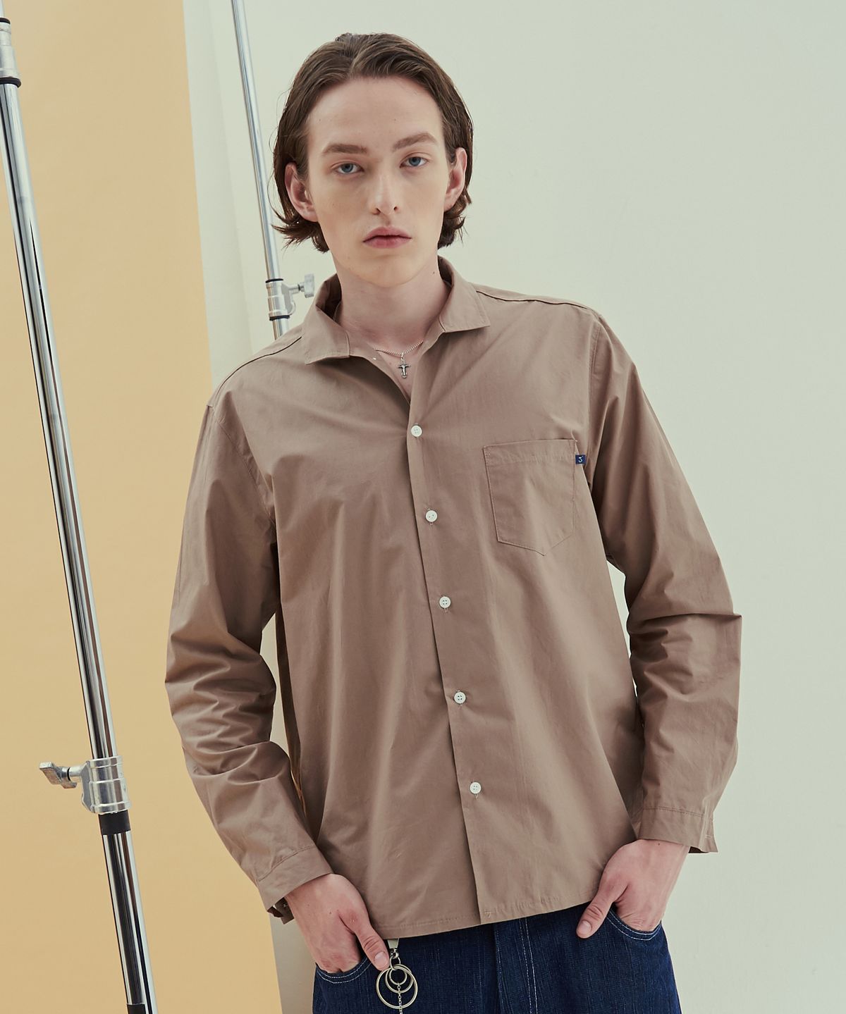 트립르센스(TRIP LE SENS) UP COLLAR SHIRTS LIGHT BROWN
