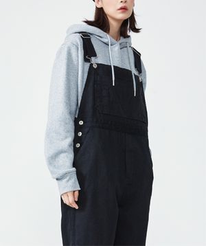 코튼 오버롤 멜빵 팬츠 (블랙)