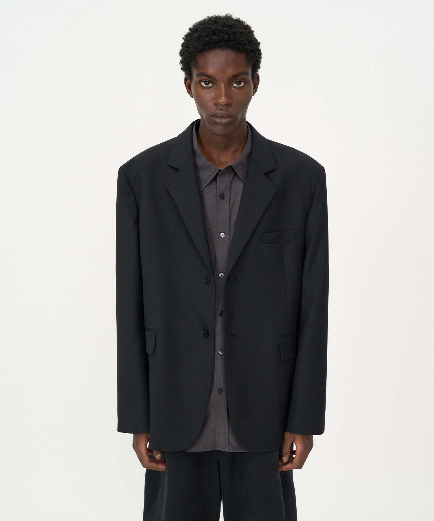 MUSINSA | INSILENCE Oversize Wool Blazer BLACK