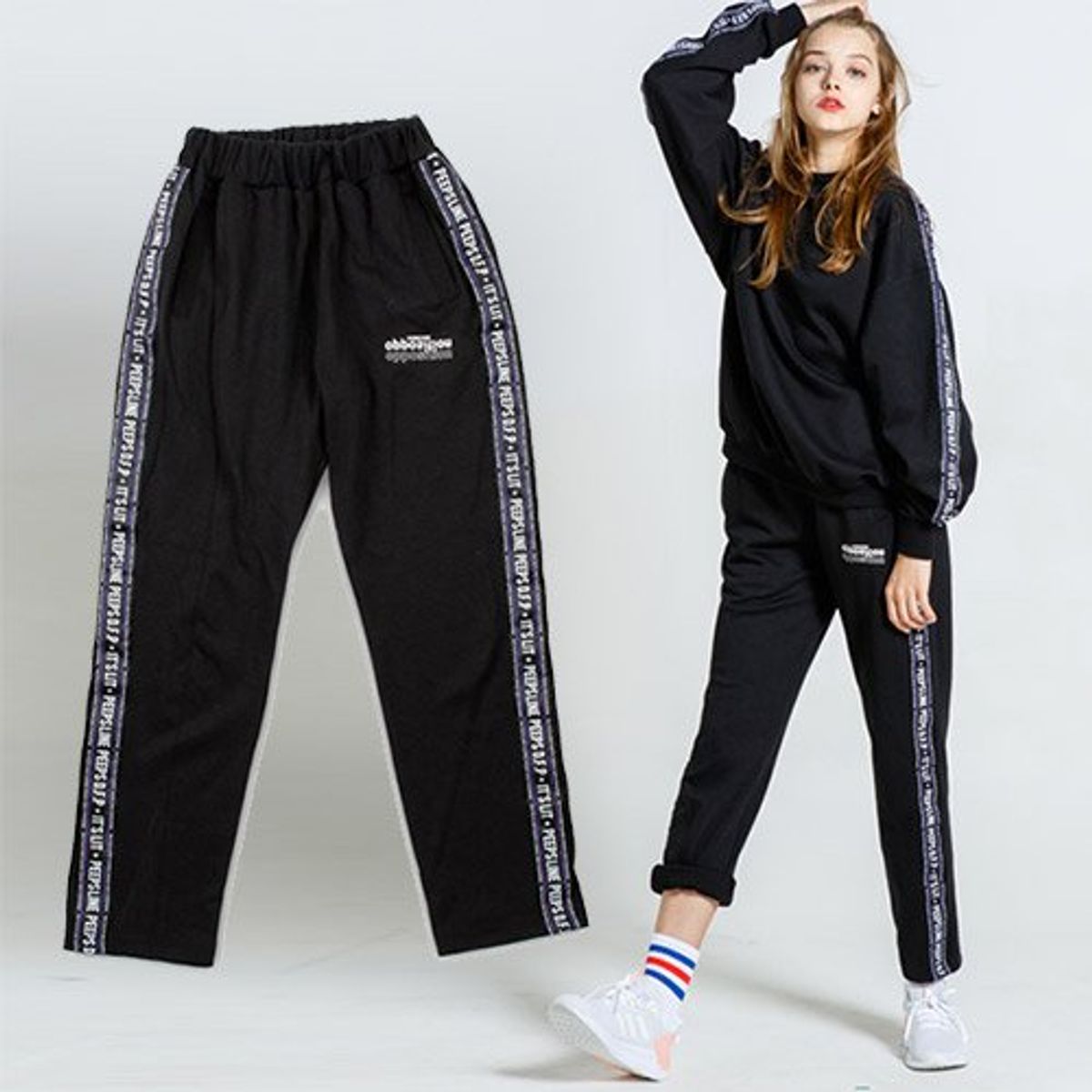 핍스(PEEPS) P line track pants(black)