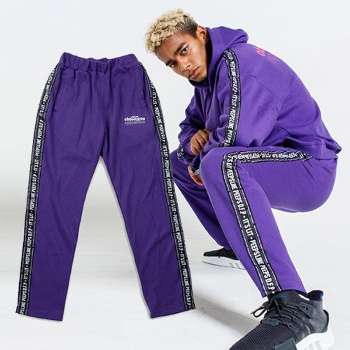 핍스(PEEPS) P line track pants(violet)