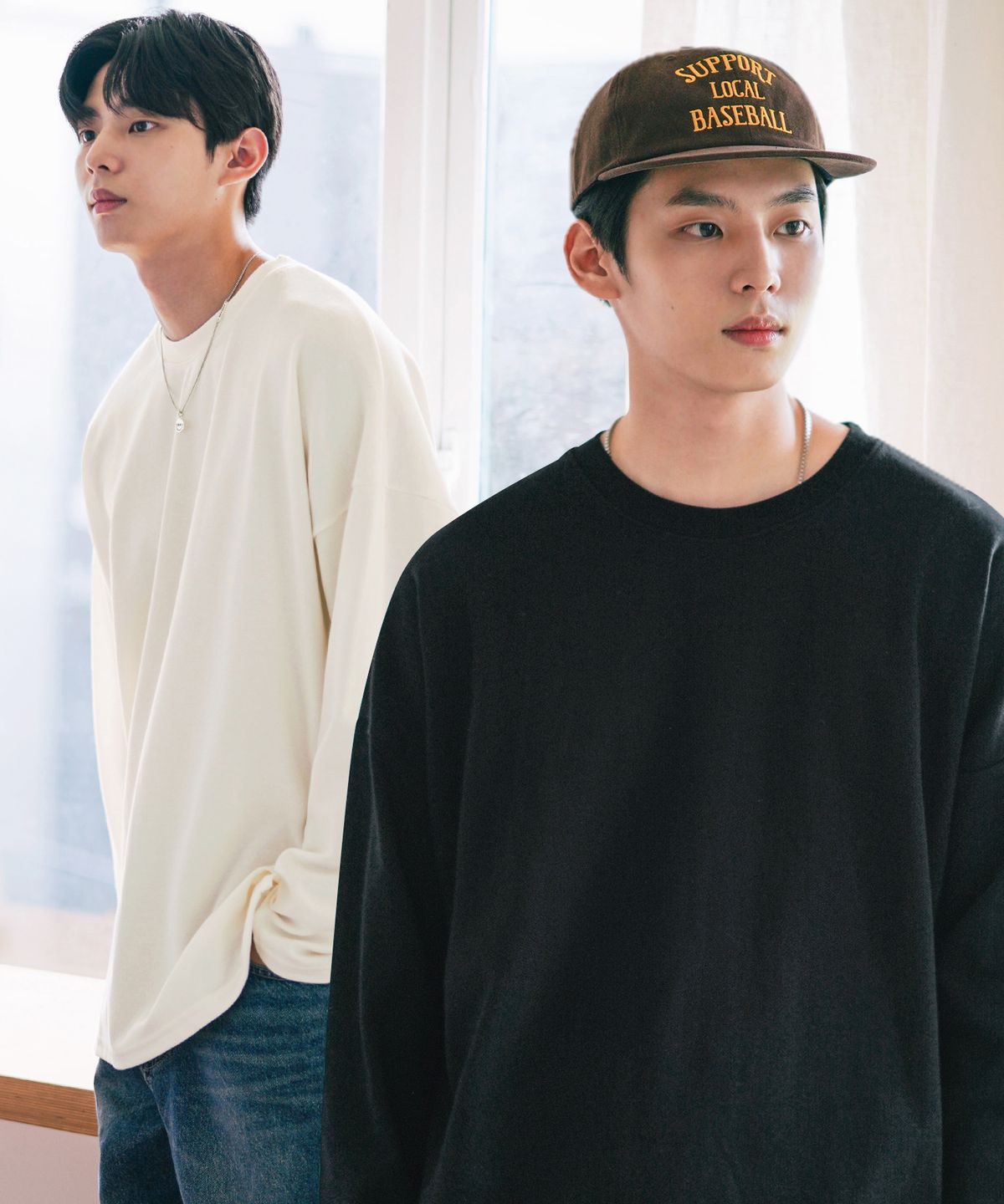 제멋(JEMUT) [2PACK] 오버핏 레이어드 롱티셔츠 KJLT2153