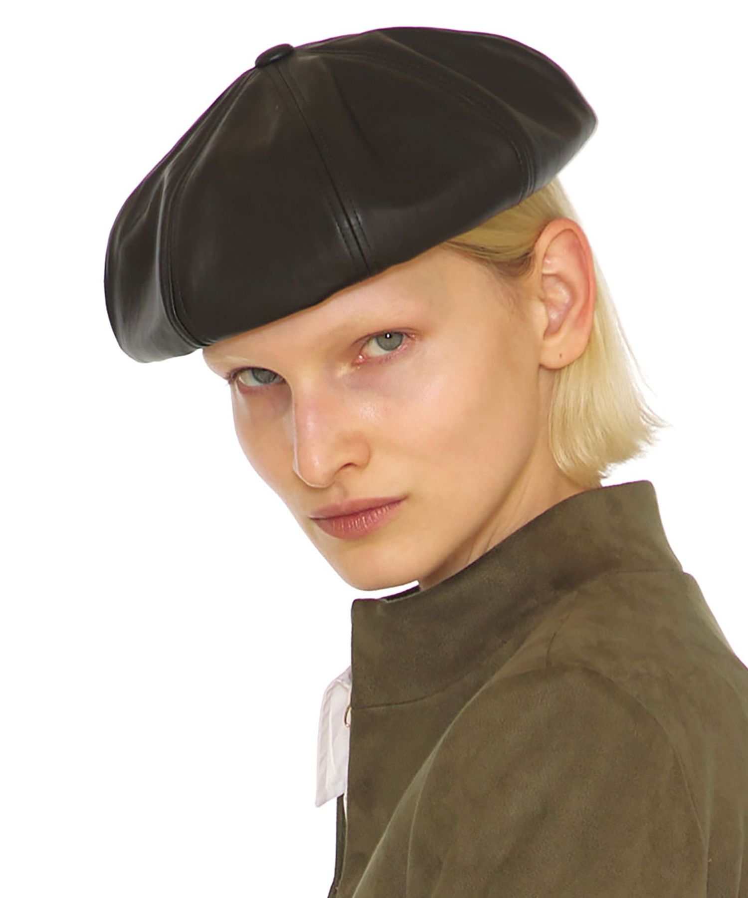 MUSINSA UNDERCONTROL STUDIO BREAD BERET LEATHER M BLACK